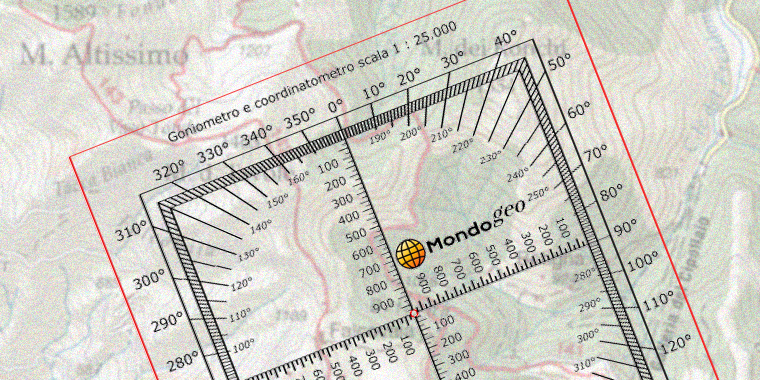 Goniometro circolare con reciproci e coordinatometro in scala 1:25000