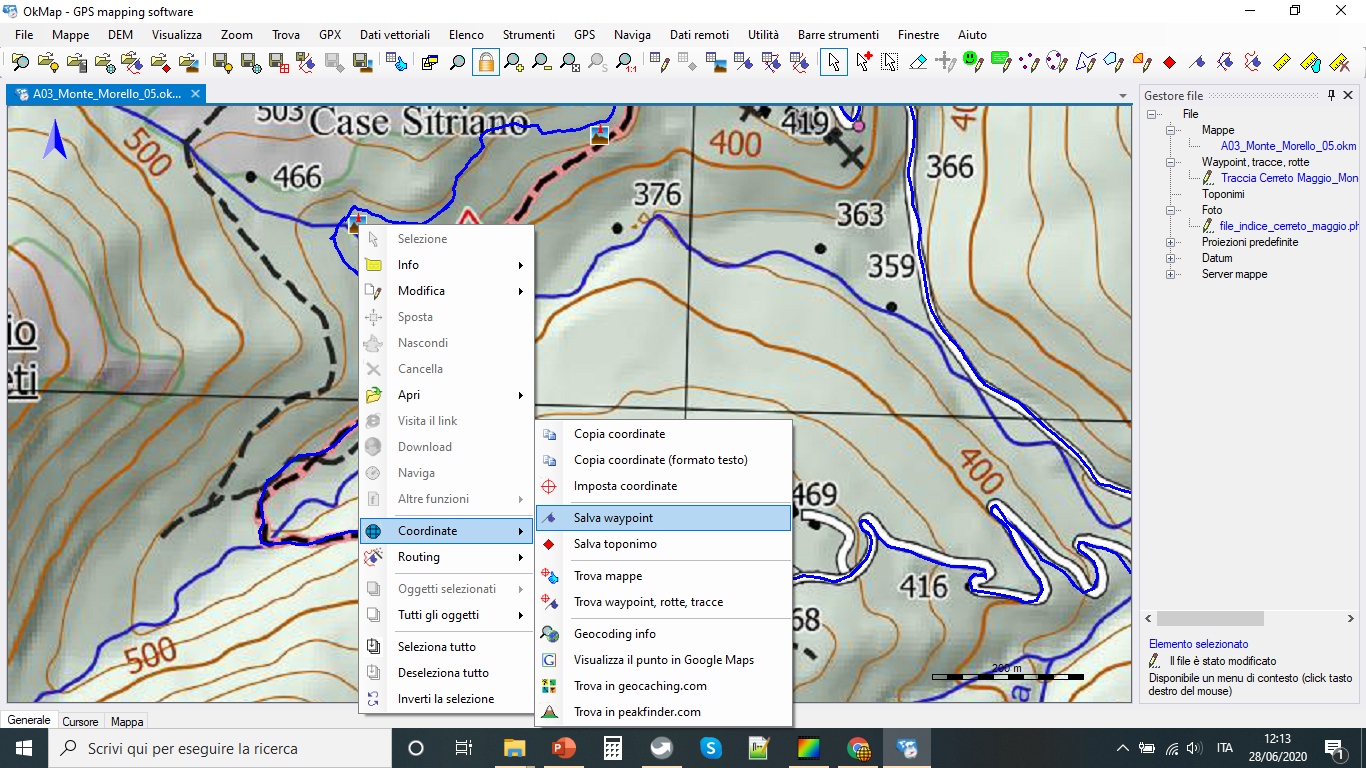 Creare un waypoint da un segnaposto delle foto con Okmap