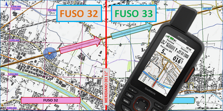 Le coordinate cartografiche in prossimità della zona di cambio fuso