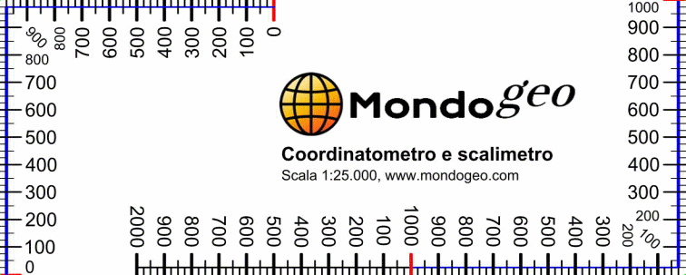 Coordinatometro per cartoncino in scala 1:25.000